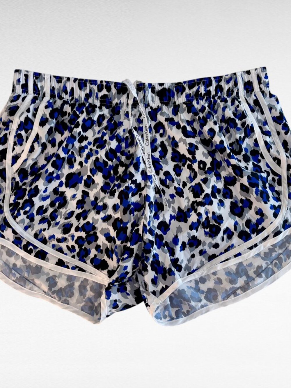 Calvin Klein Lg Athletic Abstract Geometric Print Lined Running Shorts Pockets
